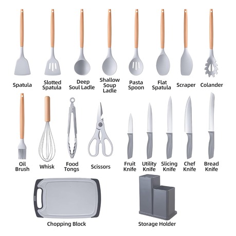 Kitchen Utensils & Knife Set - 19 Piece Complete Cook Kit(BLACK COLOR) - Image 2