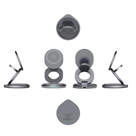 Alloy Metal and Silicone 3 in 1 Foldable Wireless Charging Stand - Image 10