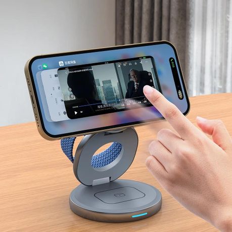 Alloy Metal and Silicone 3 in 1 Foldable Wireless Charging Stand - Image 11
