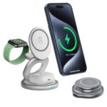 Alloy Metal and Silicone 3 in 1 Foldable Wireless Charging Stand