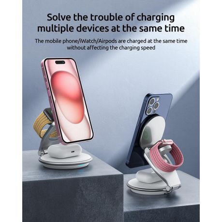 Alloy Metal and Silicone 3 in 1 Foldable Wireless Charging Stand - Image 14