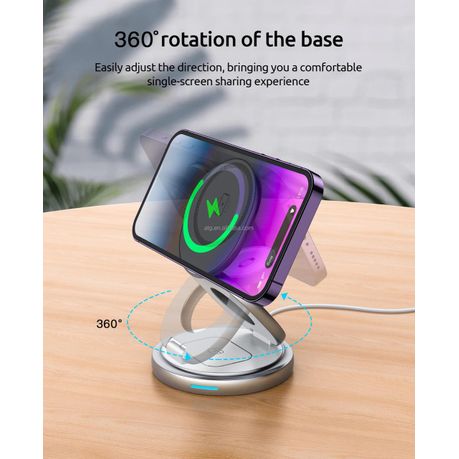 Alloy Metal and Silicone 3 in 1 Foldable Wireless Charging Stand - Image 16