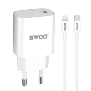 BWOO 20W USB C Wall Fast Charger with Lightning Cable