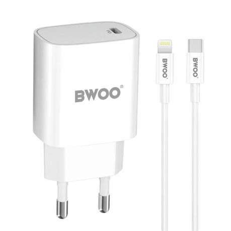 BWOO 20W USB C Wall Fast Charger with Lightning Cable