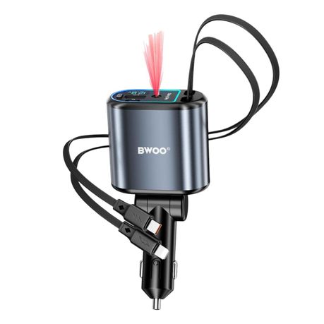 BWOO 120W 4 in 1 Starry Light Car Charger with 2 Retractable Cables - Image 3