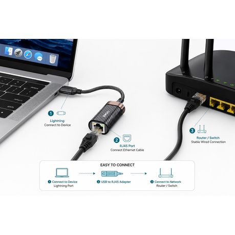BWOO Network Adaptor Lightning to Ethernet Adaptor - Image 3