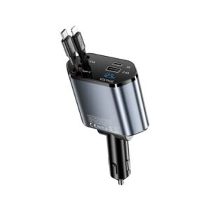 BWOO 120W 4 in 1 Car Charger with 2 Retractable Cables