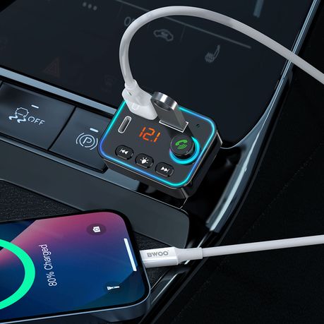 BWOO USB-A + USB-C Car Charger 3 ports FM Transmitter BT V5.3 - Image 5
