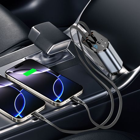 BWOO 120W 4 in 1 Car Charger with 2 Retractable Cables - Image 6