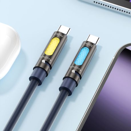 BWOO USB-C to USB-C Aromatherapy Charging Cable with RGB Light 240W 1.2M - Image 4