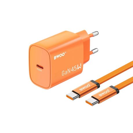 BWOO PD 45W GaN Charger with USB-C Cable - Image 2