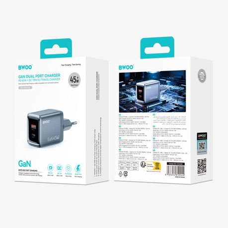 BWOO GaNex 45W Dual-Port GaN Charger(USB-A + USB-C) - Image 7