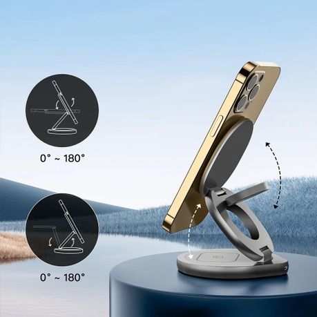 Alloy Metal and Silicone 3 in 1 Foldable Wireless Charging Stand - Image 2